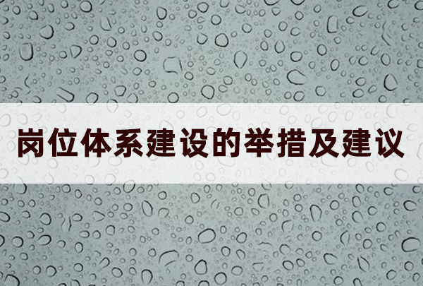 崗位體系建設的舉措及建議